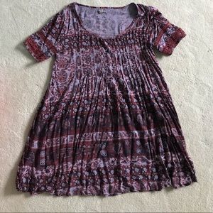 purple tribal loose fitting mini dress